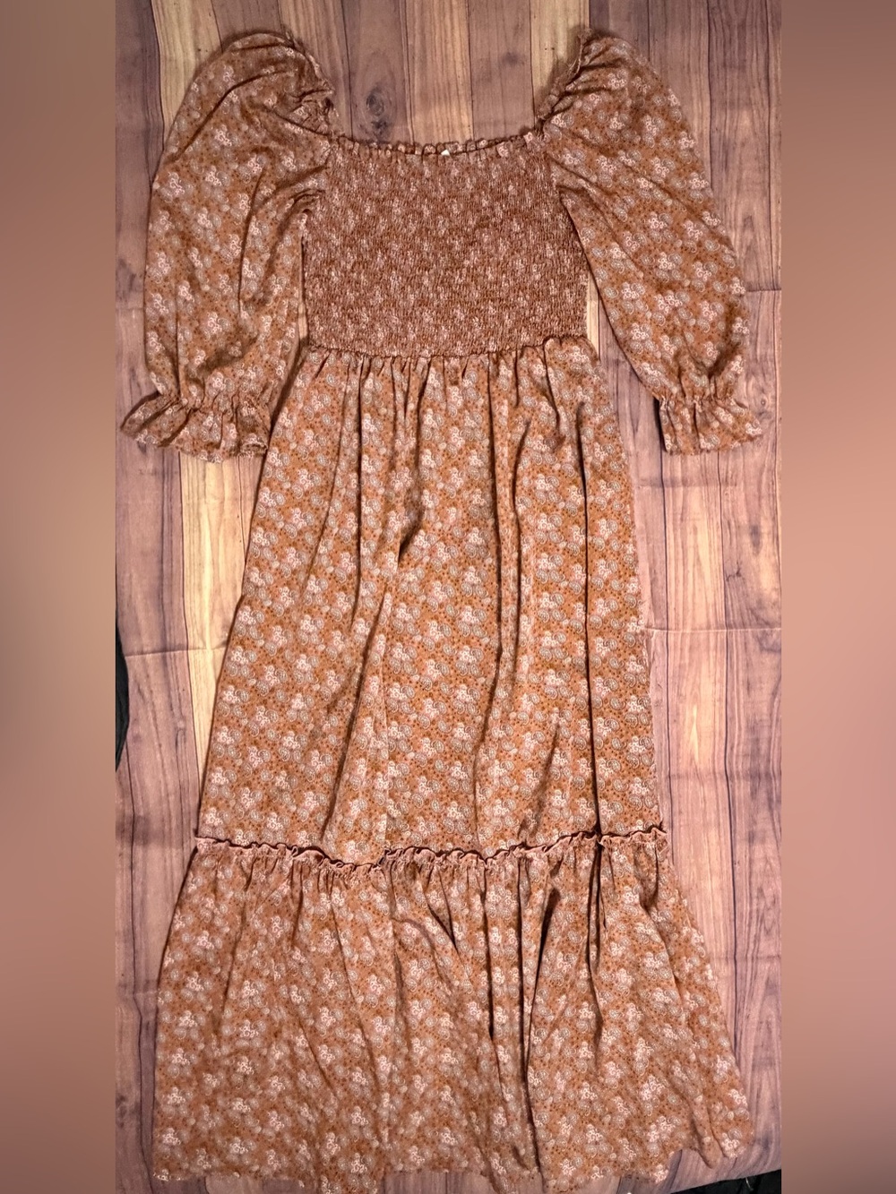 Pink Lily Paisley Smocked Maxi with Puff Sleeves